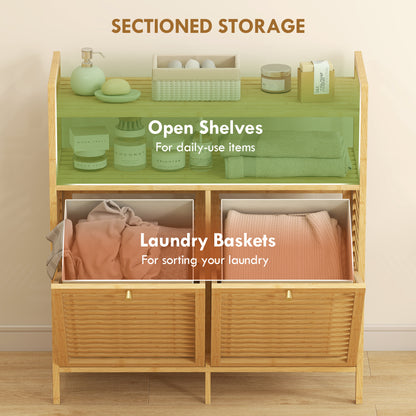 Tilt Out Bamboo Laundry Hamper Cabinet