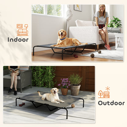 Elevated outdoor dog bed with breathable mesh