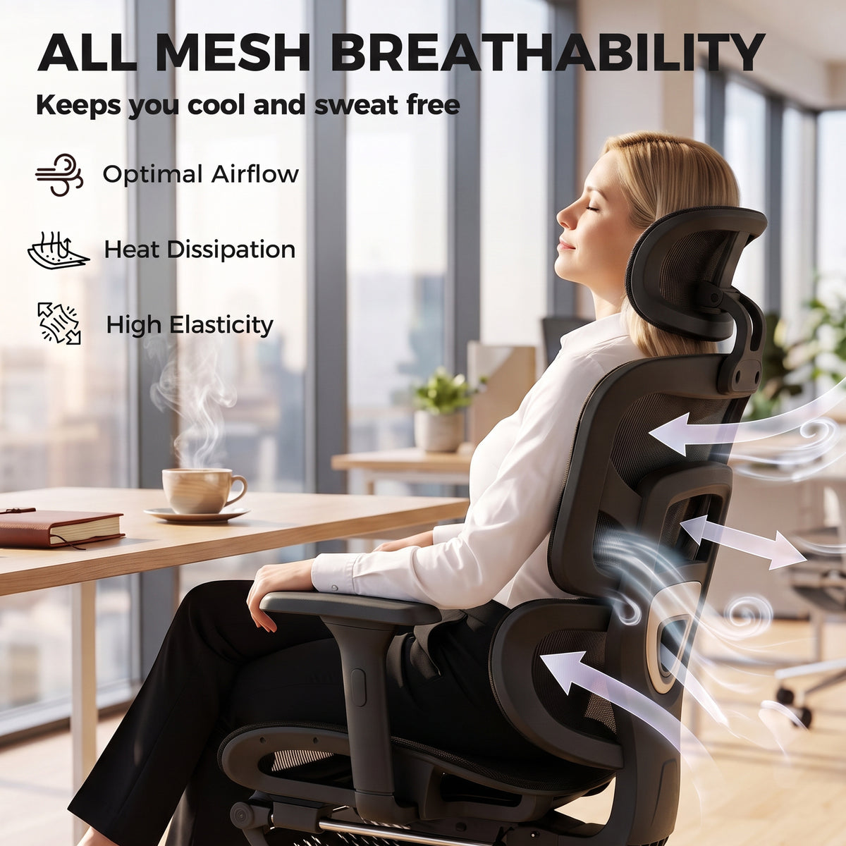 Ergonomic Mesh Office Chair with Footrest