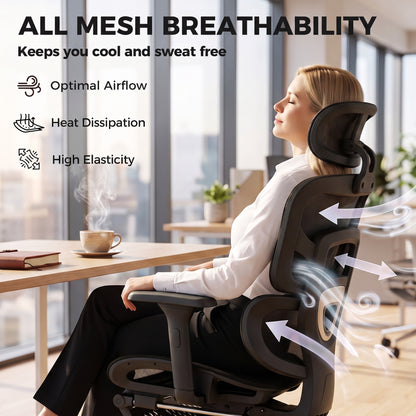 Ergonomic Mesh Office Chair with Footrest