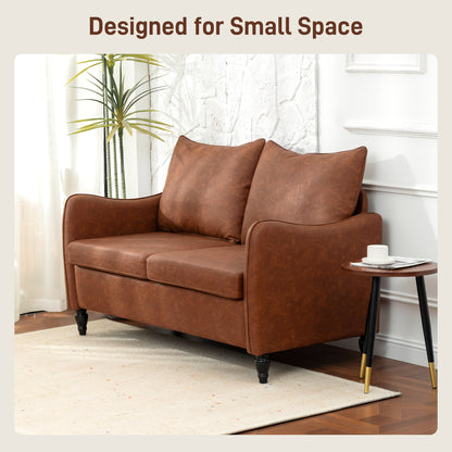 Loveseat Sofa PU Leather with Wood Legs