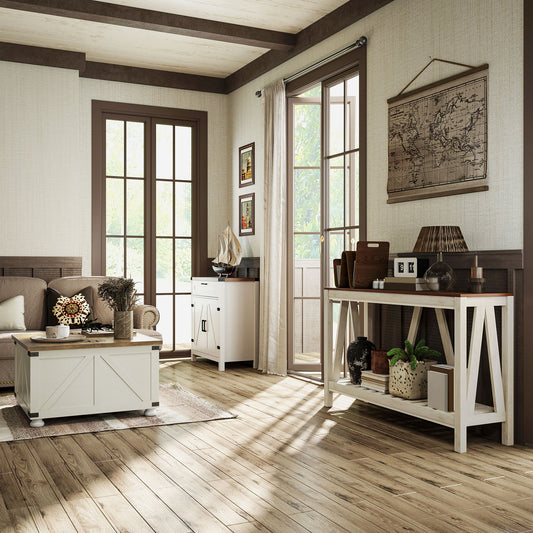 Farmhouse coffee table with hidden storage