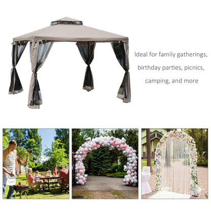 Gazebo de Patio 10x10 Pies Techo Doble
