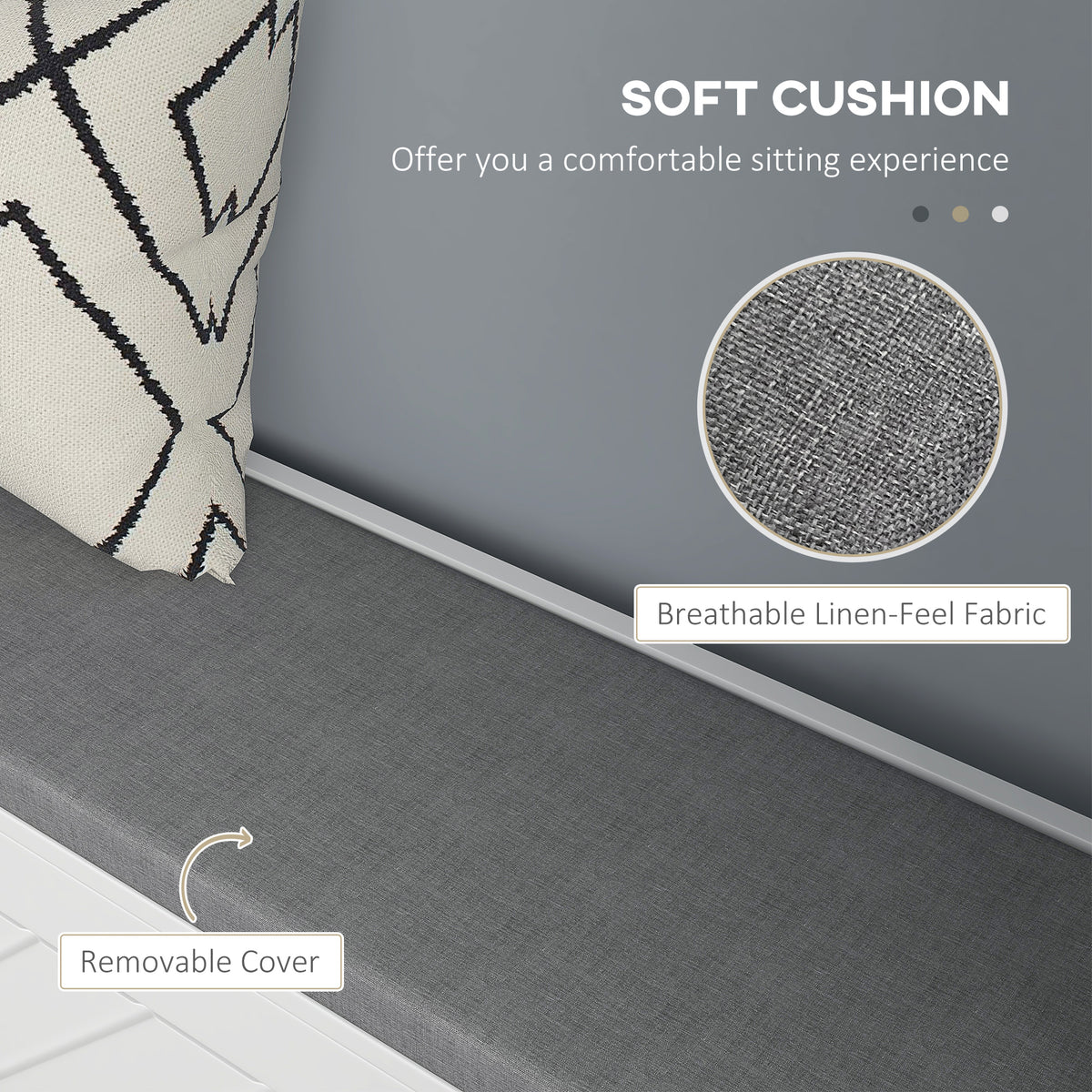 Shoe storage bench with cushion