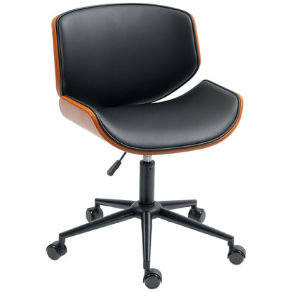 Silla de oficina moderna de mediados de siglo sin reposabrazos con ruedas