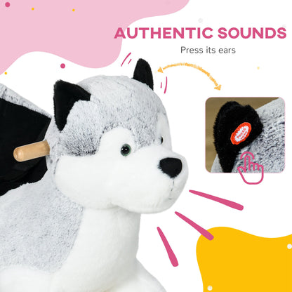 Plush husky rocking horse with sound