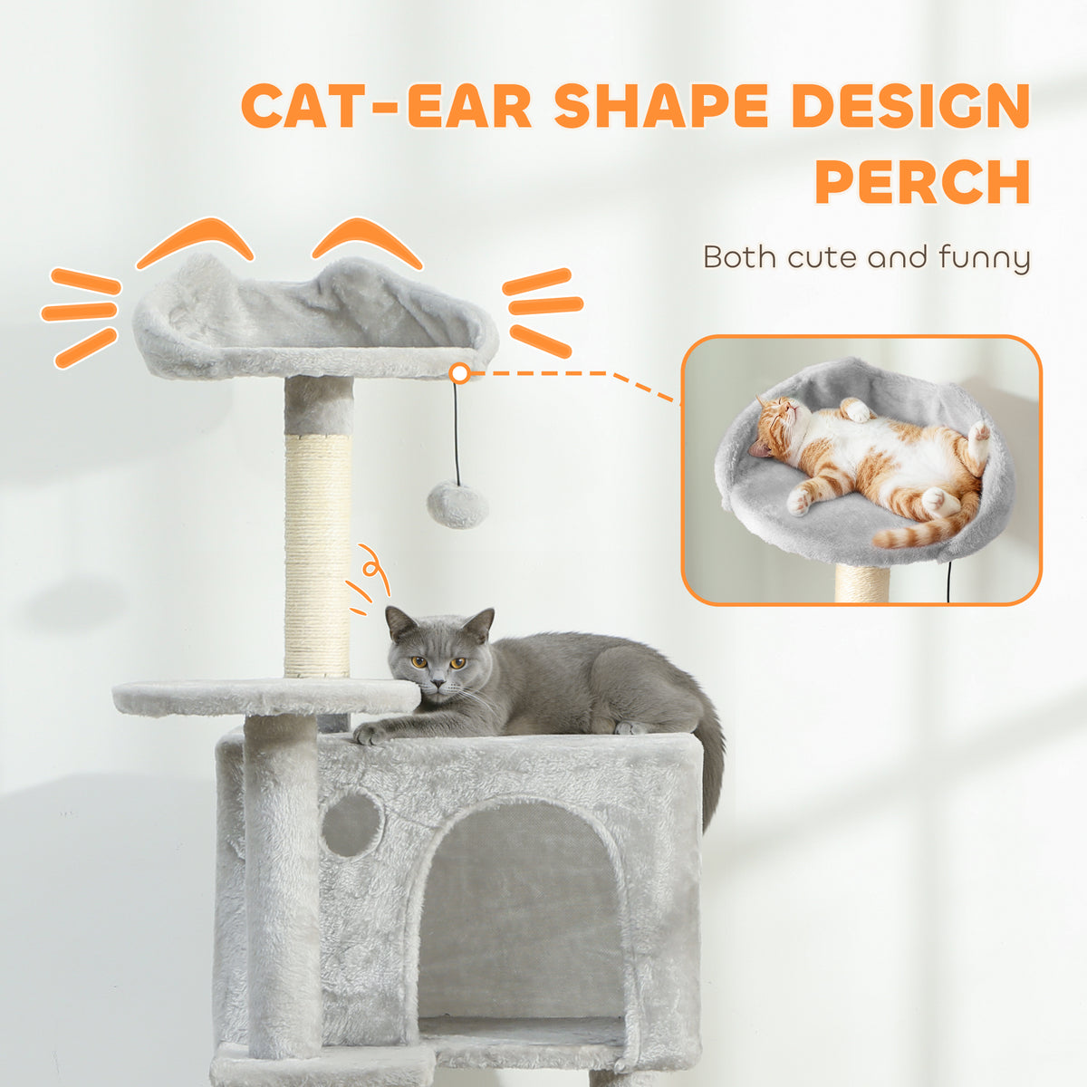 Árbol para gatos de 160 cm con rascadores de sisal y hamaca