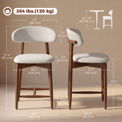 Mid-century curved back bar stools — Set of 2