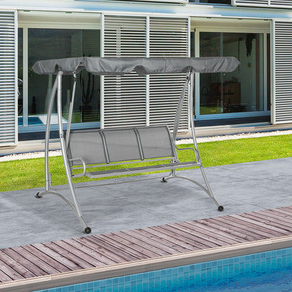 3-Person Patio Swing with Adjustable Canopy