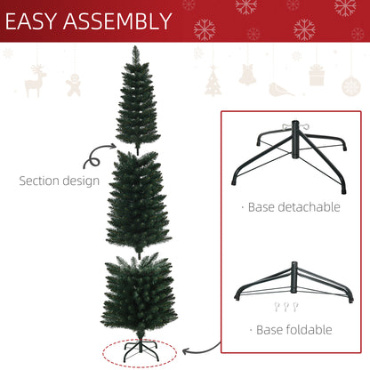 Pino de Navidad artificial delgado de 6 pies con base plegable