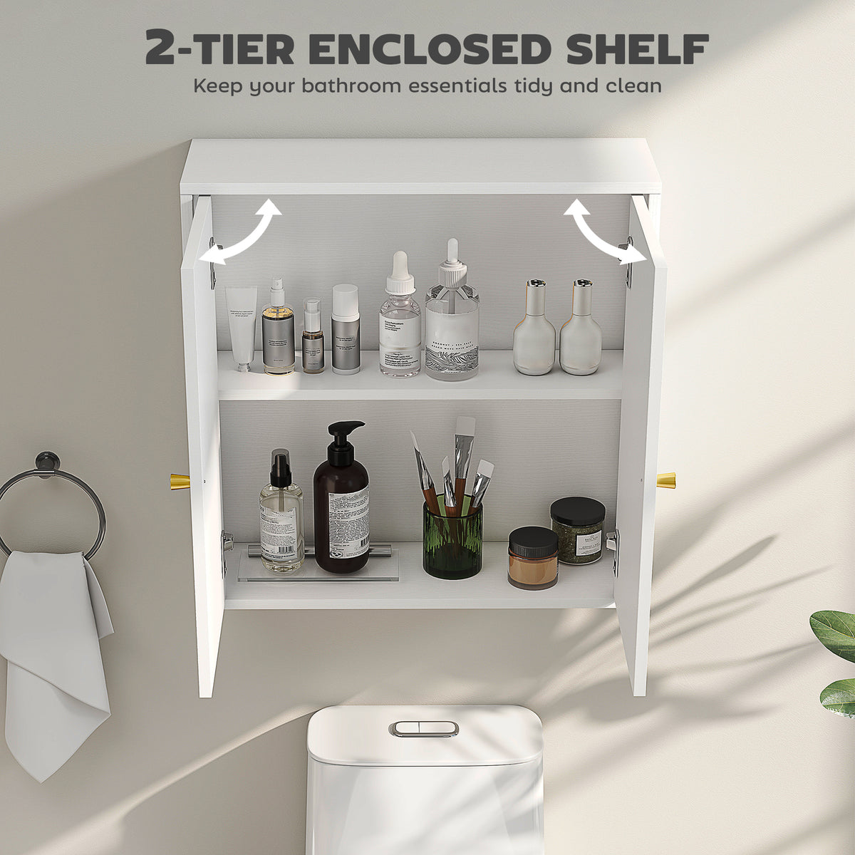 Modern bathroom wall medicine cabinet with two arched doors