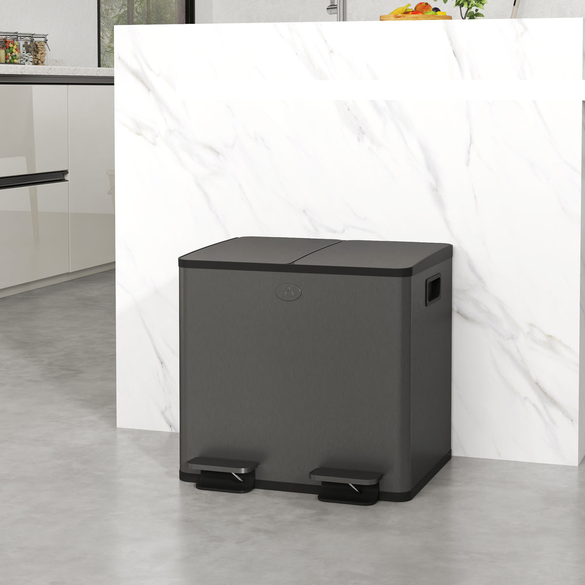 Papelera doble de pedal y cierre suave 30 L