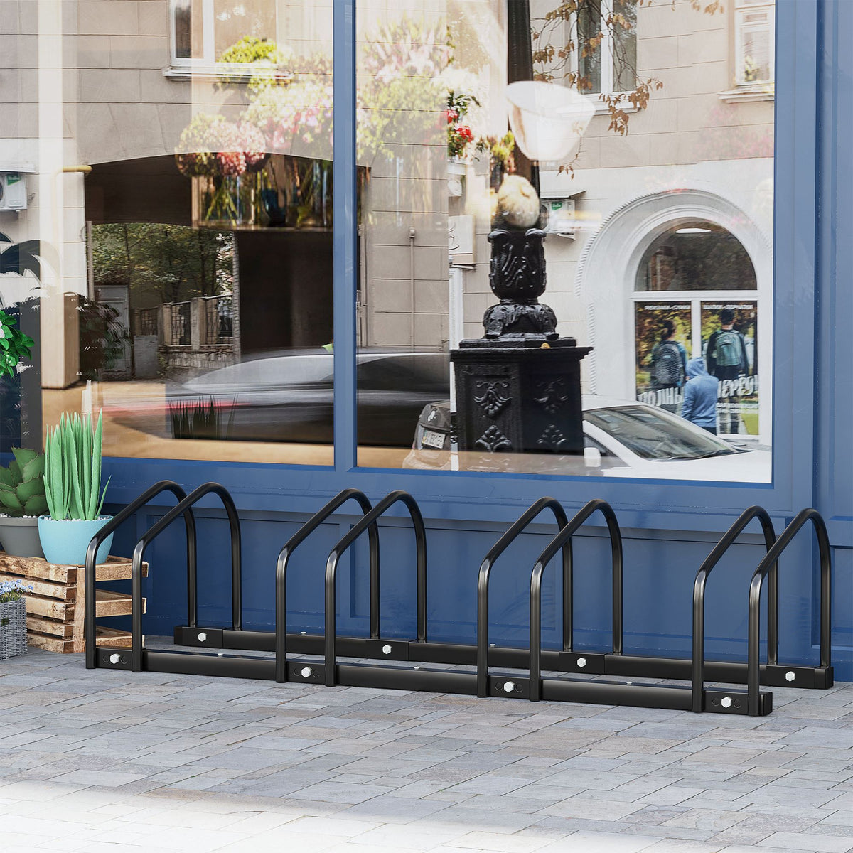 Steel Floor Bike Rack for 4 Bicycles
