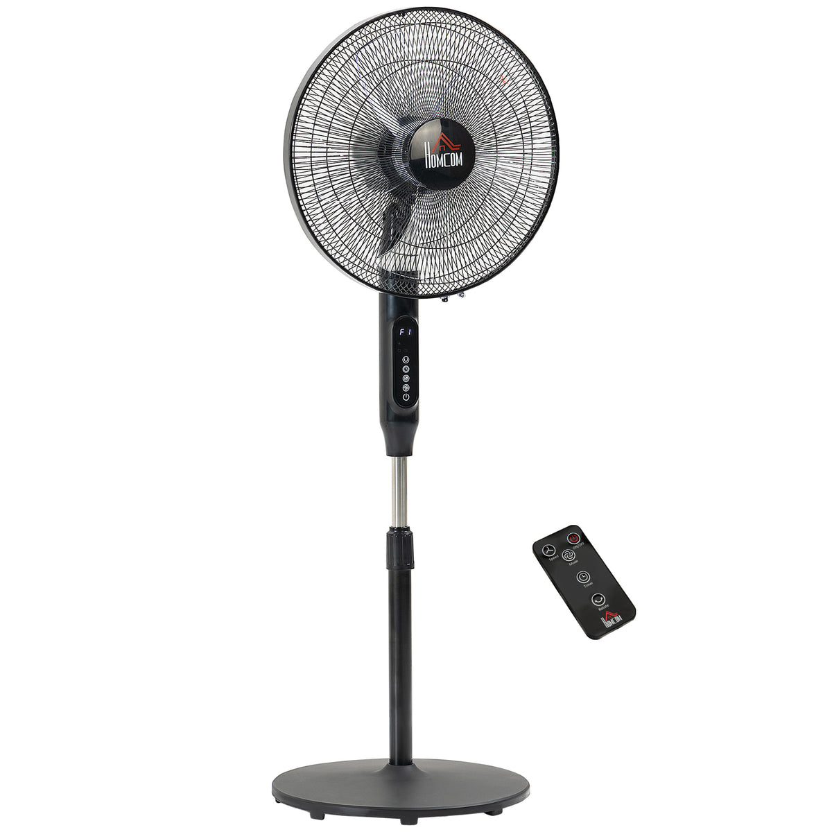 Standing floor fan with remote control adjustable height