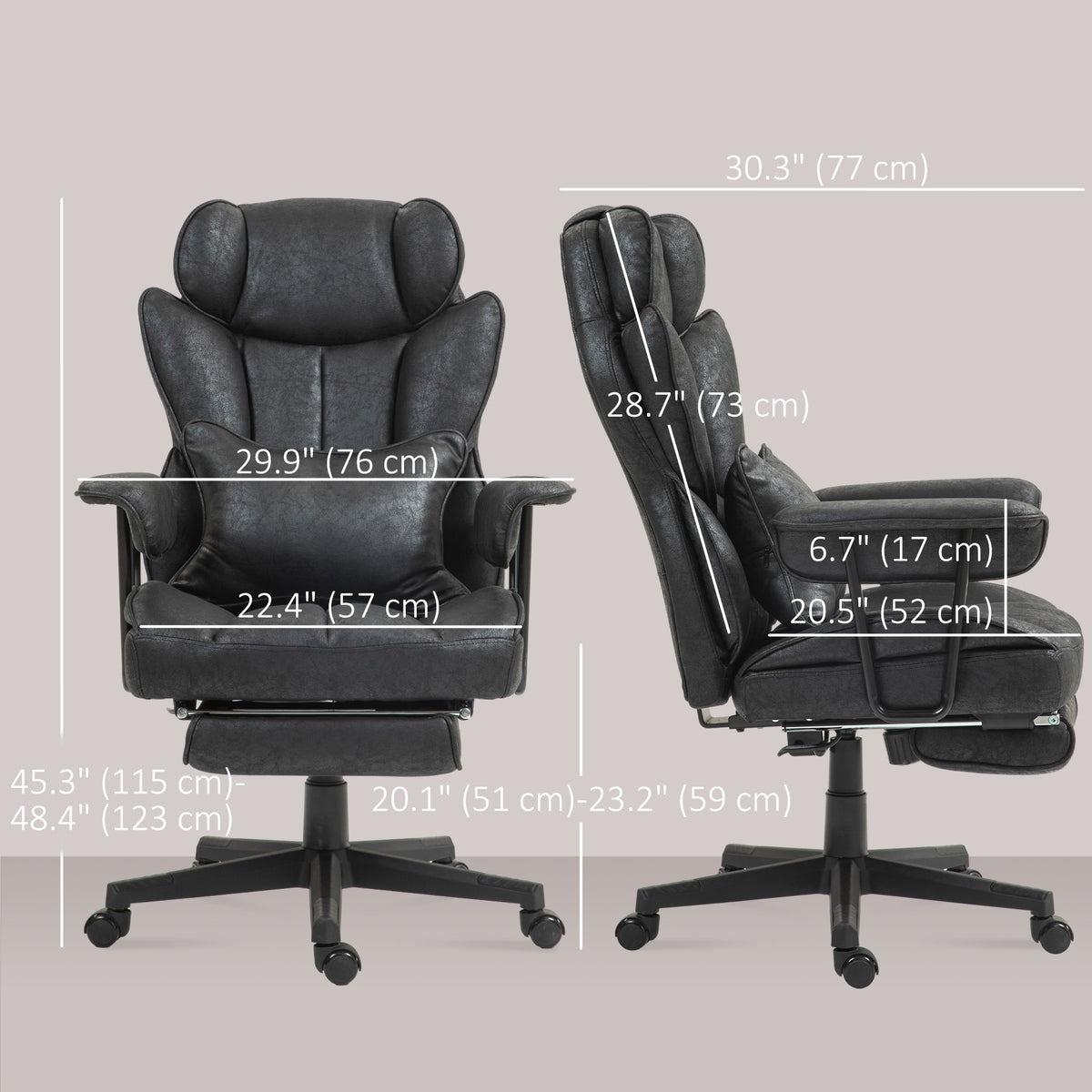 Silla de oficina ergonómica de gran tamaño con reposapiés