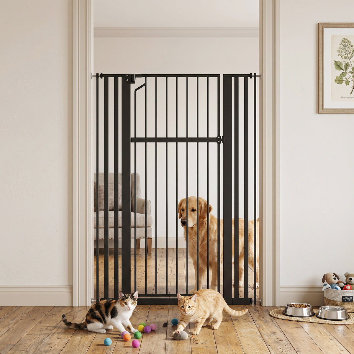 Extra Tall Pet Gate 55 inch Adjustable Pressure Mount
