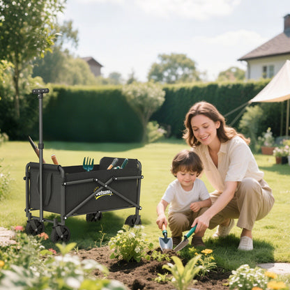 Collapsible garden cart 62 L — black