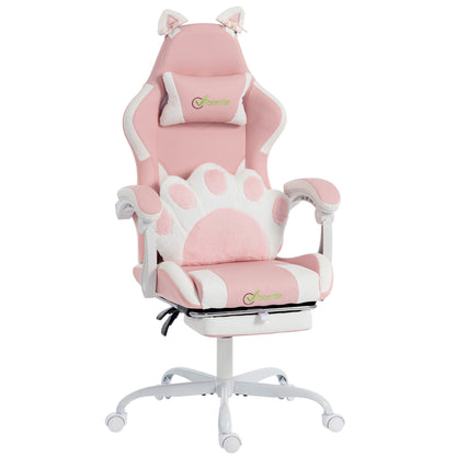 Silla de juego ergonómica con orejeras de gato