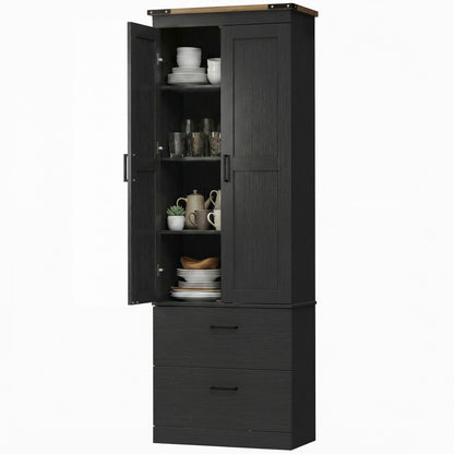 Tall Kitchen Pantry Cabinet 4-Tier with Drawers
