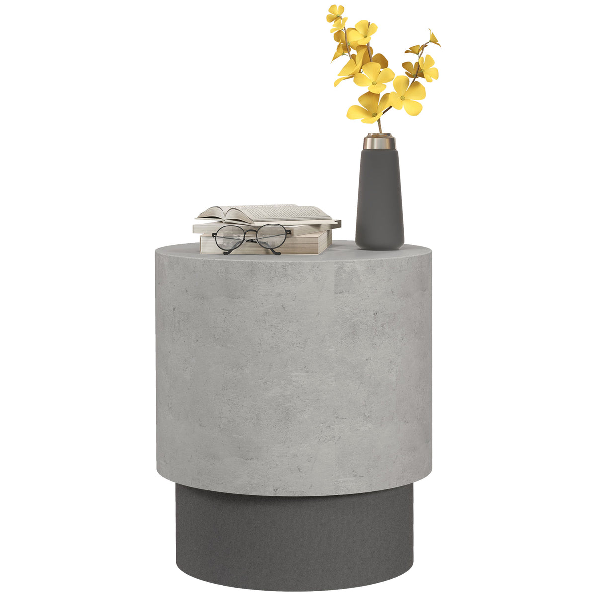 Concrete finish tree stump side table