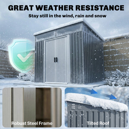 Garden Storage Shed 2 m² Galvanised Steel Sliding Doors