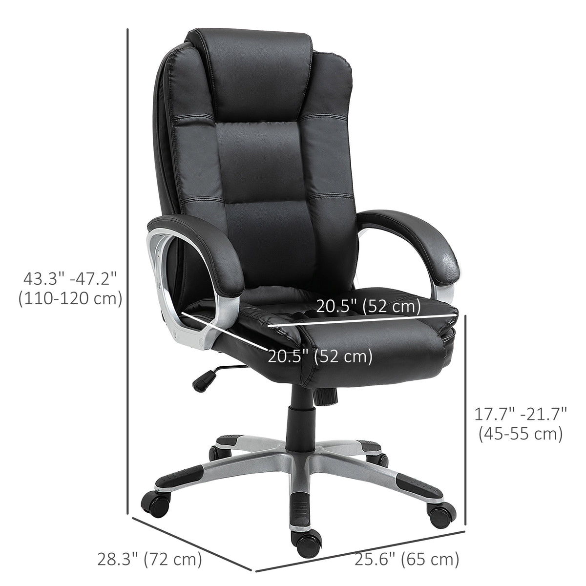 Silla de oficina ejecutiva giratoria de cuero sintético con respaldo alto