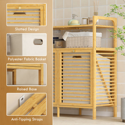 Tilt Out Bamboo Laundry Hamper Cabinet