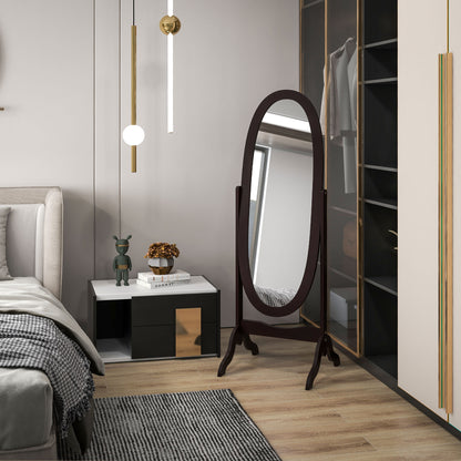 Full Length Oval Floor Standing Mirror Adjustable Angle