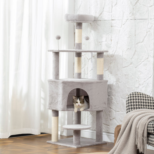 Árbol para gatos de varios niveles con caseta y rascadores de sisal