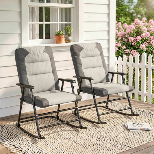 Set of 2 Padded Rocking Chairs with Armrests