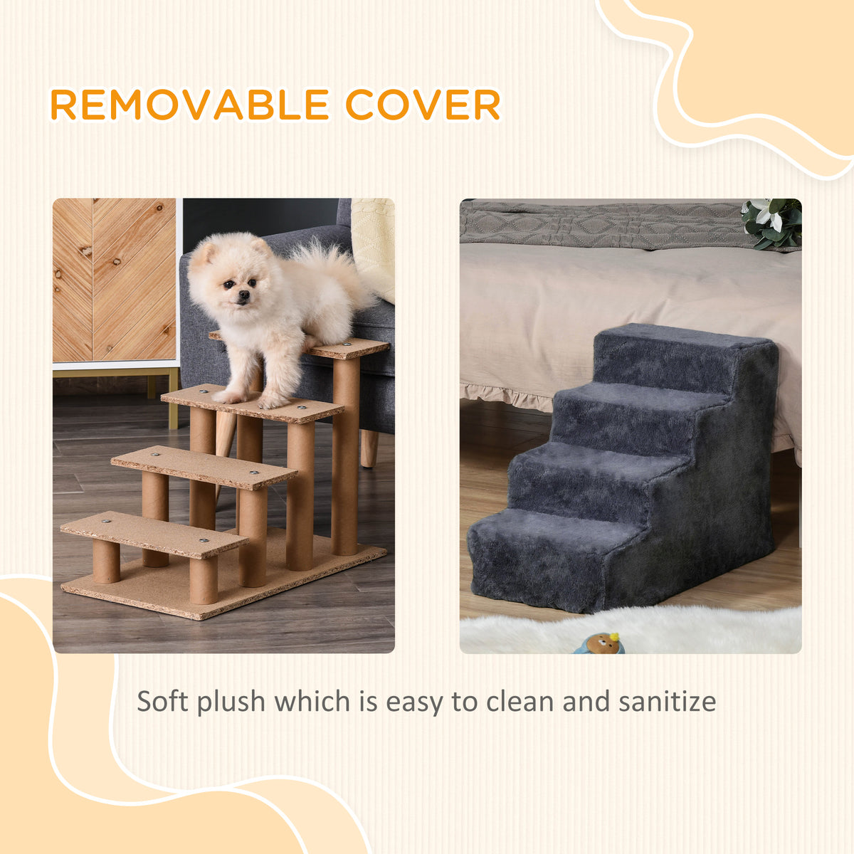 Escalera de 4 peldaños para perros con funda extraíble