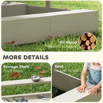 Caja de arena para niños con cocina de madera