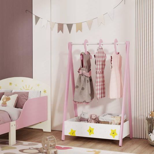 Kids Clothing Rack with Storage Shelf