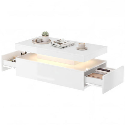 LED Coffee Table 2 Drawers High Gloss