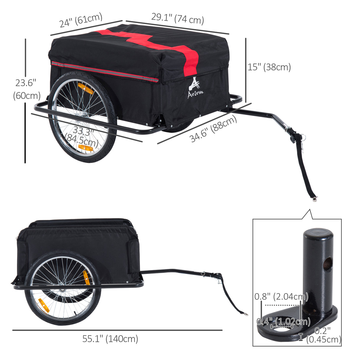 Foldable Cargo Bike Trailer with Removable Cover