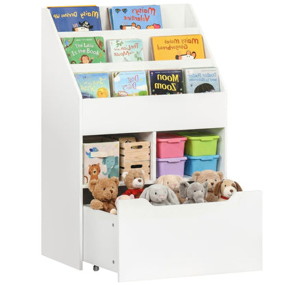 Librería infantil con cajón de almacenamiento y ruedas