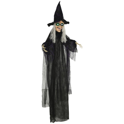 Life-Size Witch 6 ft Light-Up Eyes Halloween Prop — Black