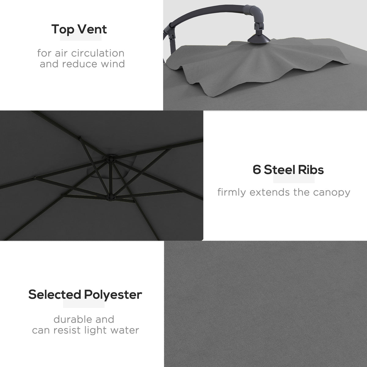 Offset Patio Umbrella 3m with Cross Base