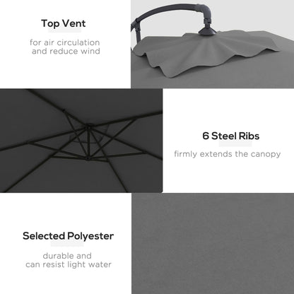 Offset Patio Umbrella 3m with Cross Base
