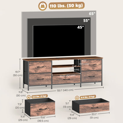 Industrial TV stand with storage and power strip