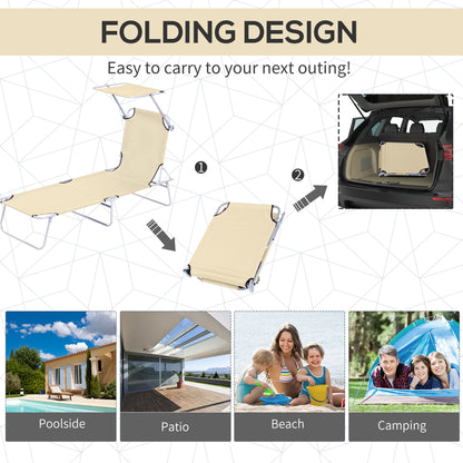 Folding Lounge Chair with Adjustable Sun Shade