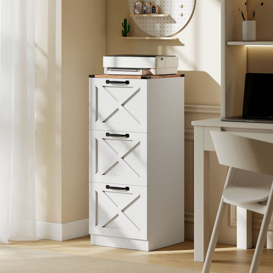 3 Drawer Farmhouse Vertical Filing Cabinet