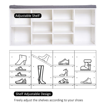 Upholstered shoe storage bench