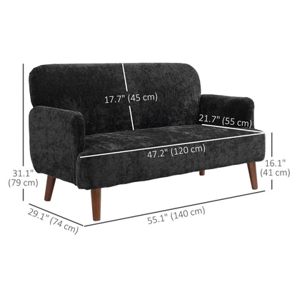 Loveseat 2 Seater Velvet Feel Fabric Thick Padding