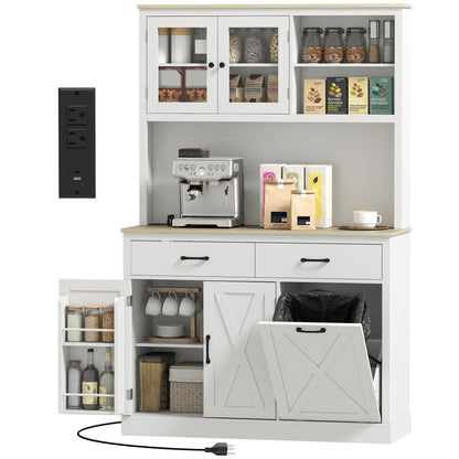 Kitchen Pantry Cabinet with Charging Station 26 L