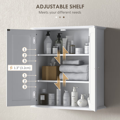 Bathroom Wall Cabinet 2 Doors Adjustable Shelf