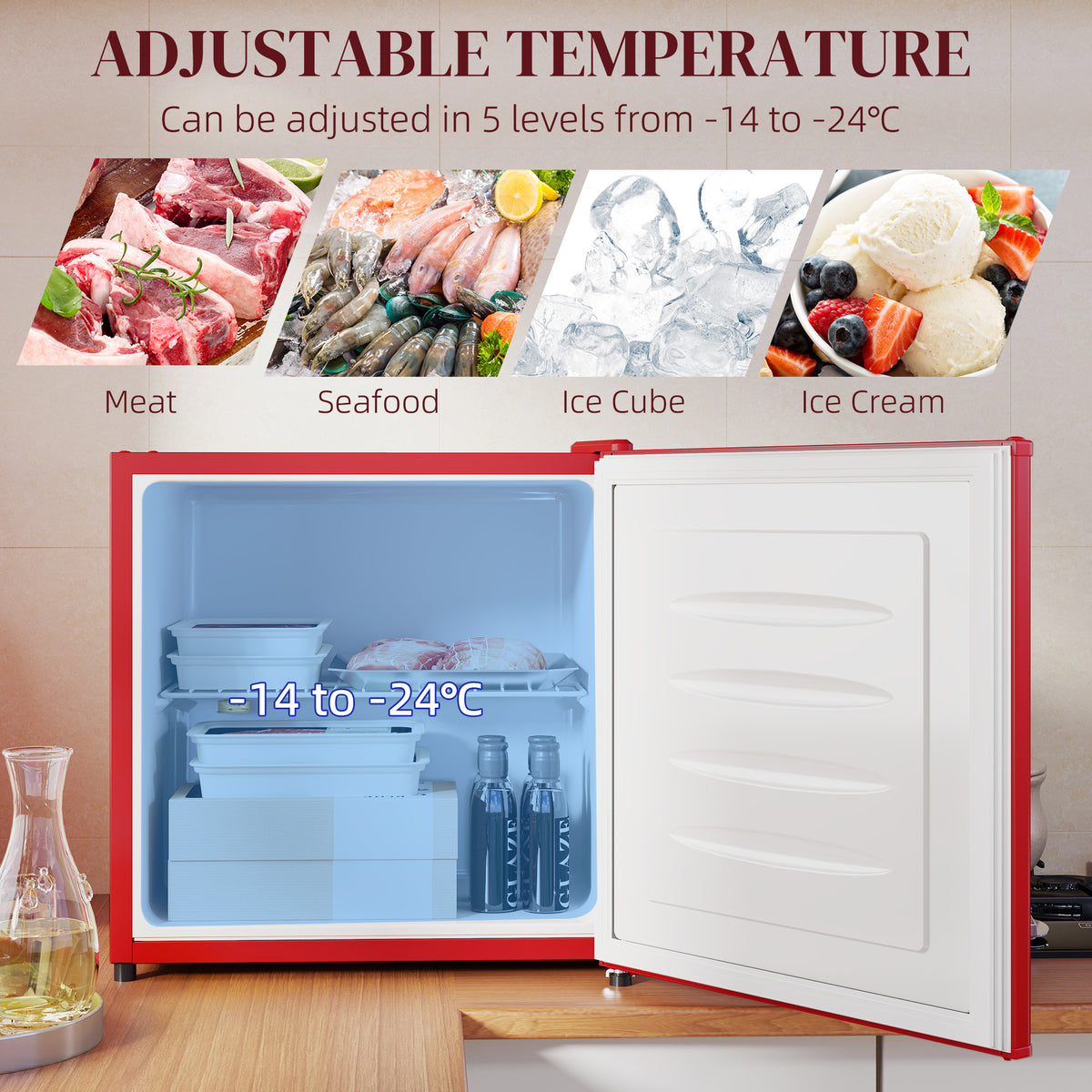 Compact upright freezer 1.1 cu ft with reversible door