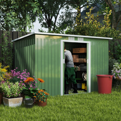 Galvanized Steel Garden Shed with Double Sliding Doors