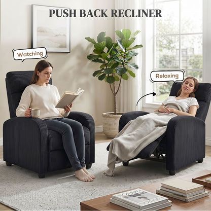 Manual Push-Back Recliner Chair in Corduroy