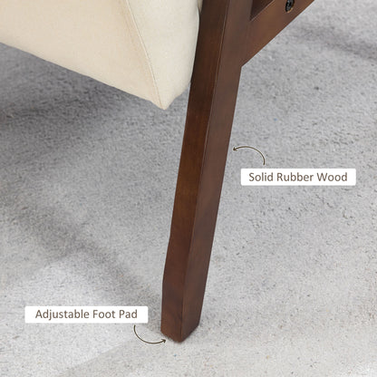 Sillón auxiliar acolchado con reposabrazos de madera